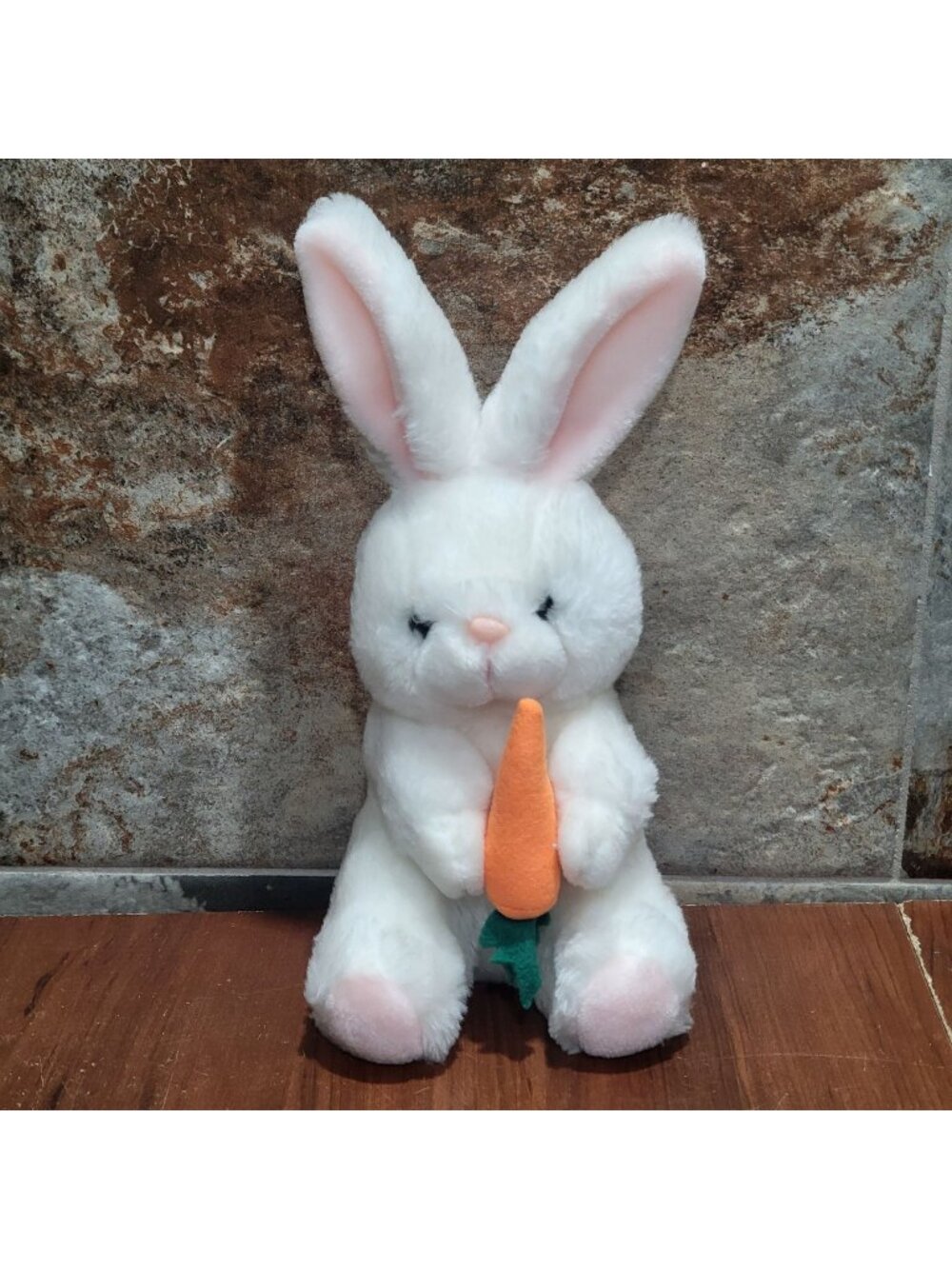 Vintage Sasco White Plush Easter Bunny Stuffed Animal